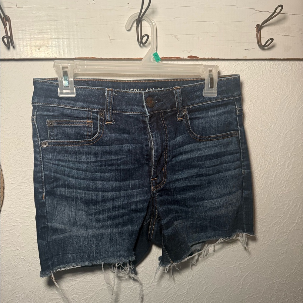 American Eagle Outfitters Indigo Blue Distressed Denim Cutoff Shorts